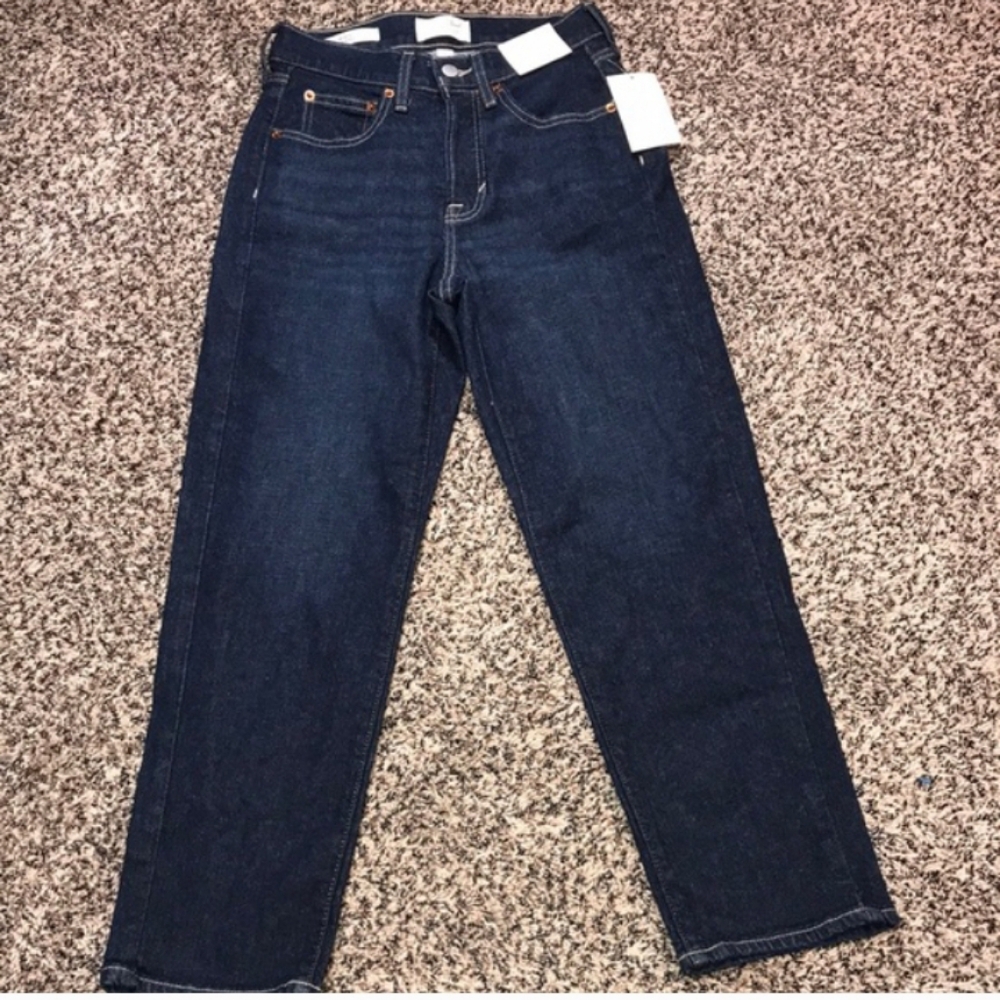 Universal Thread 80’s Slim Mid Rise Straight Leg Dark Blue Denim Jeans Sz 4S NWT